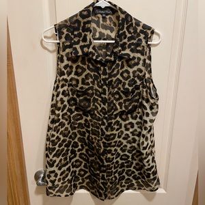 Wishful Park leopard print sleeveless blouse